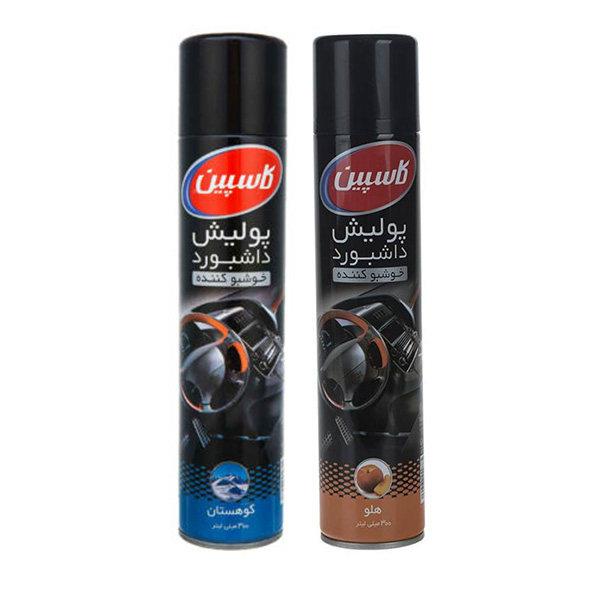 اسپری پولیش داشبورد خودرو کاسپین مدل Mountain  Peach حجم 300 میلی‌ لیتر مجموعه 2 عددی